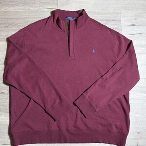 Polo Ralph Lauren 1/4 Zip Pullover Sweatshirt Burgundy Maroon Mens 2XB Big & Tal